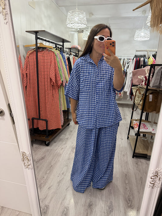 Conjunto Vichy Oversize azul klein