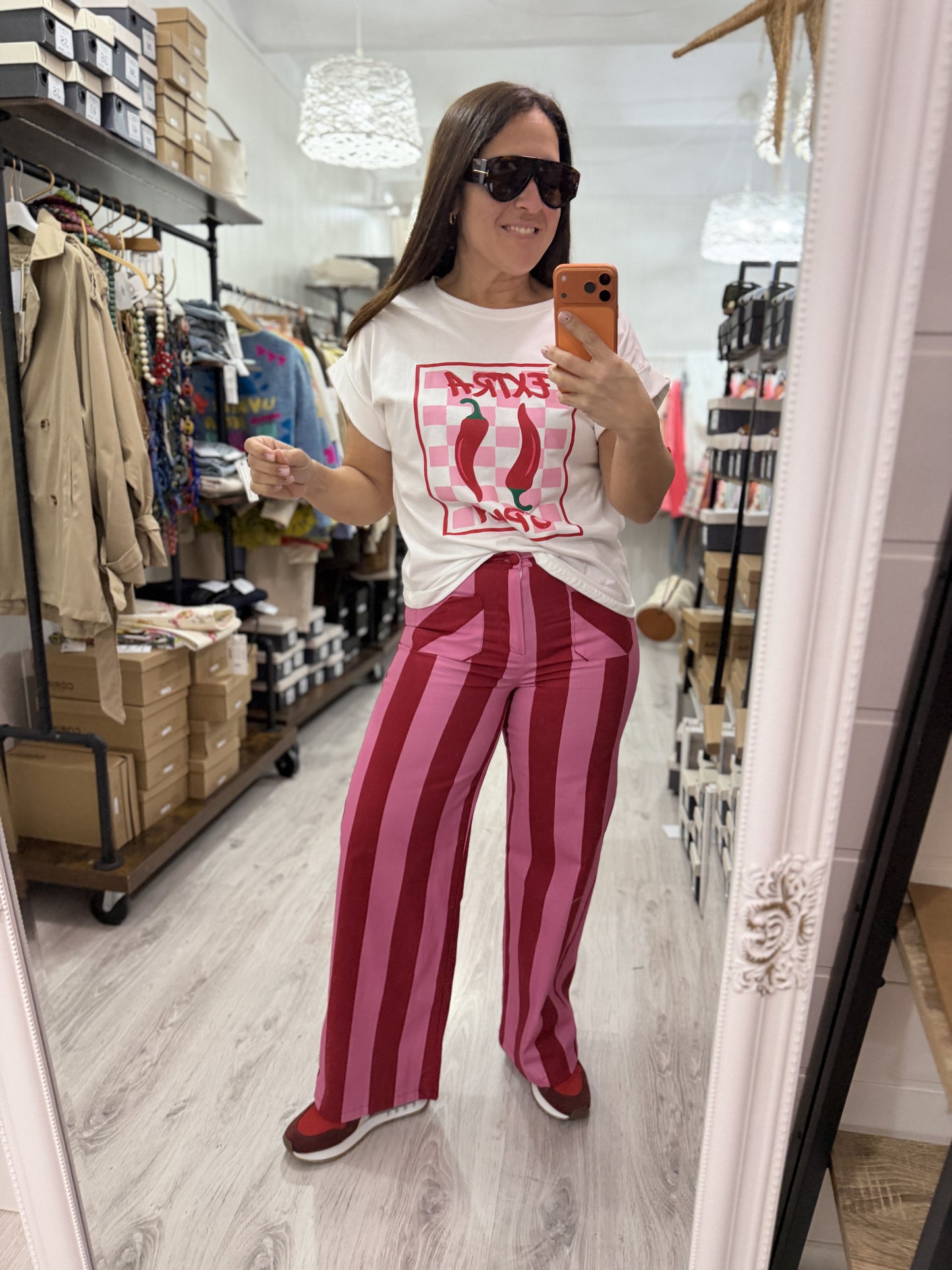 Conjunto Leticia fucsia y rojo