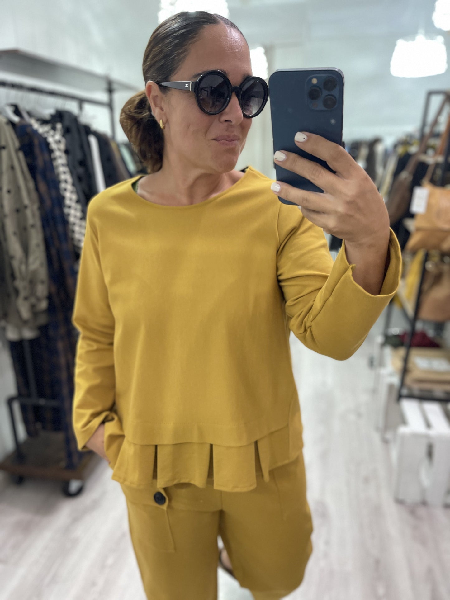 Sudadera Plisados punto roma mostaza