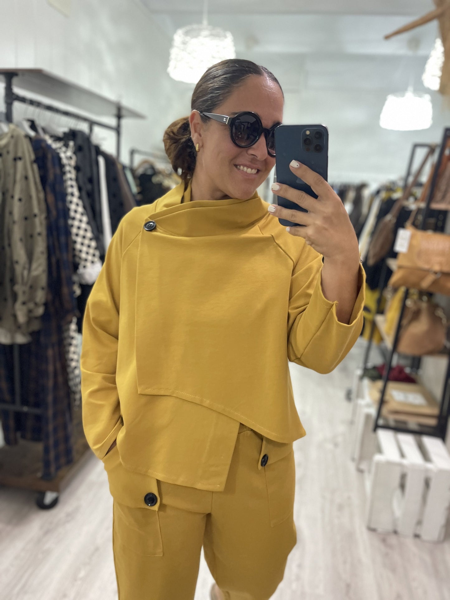Chaqueta Botón punto roma mostaza