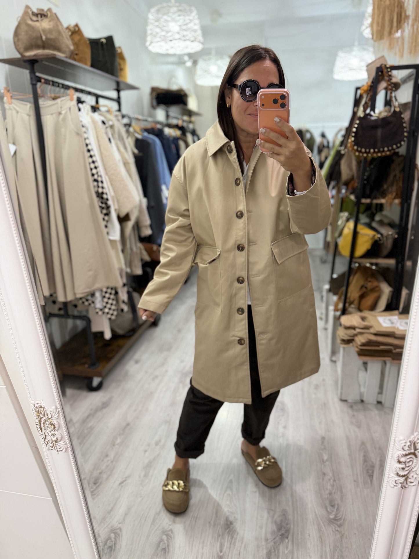 Gabardina British interior acolchado beige