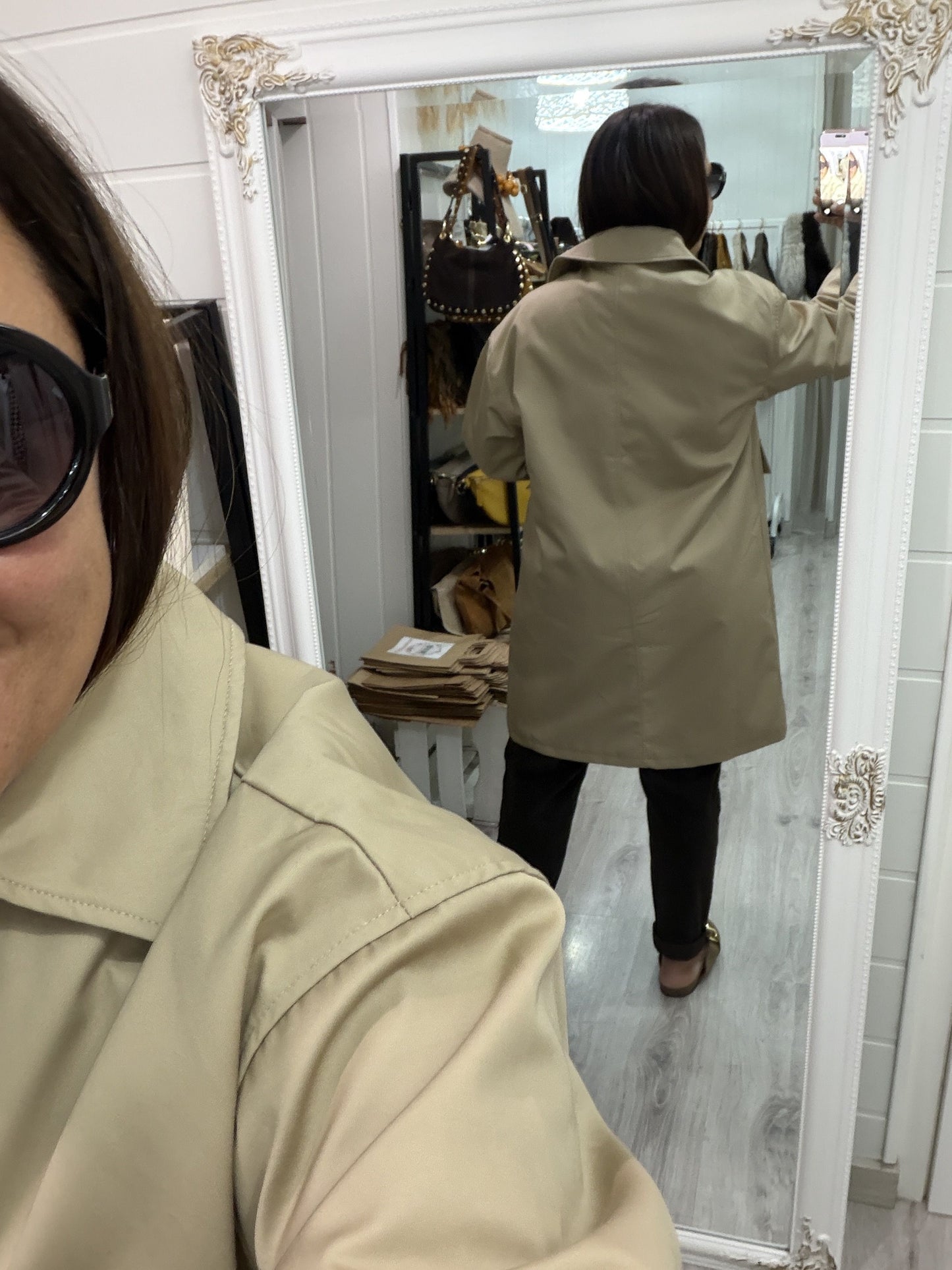 Gabardina British interior acolchado beige