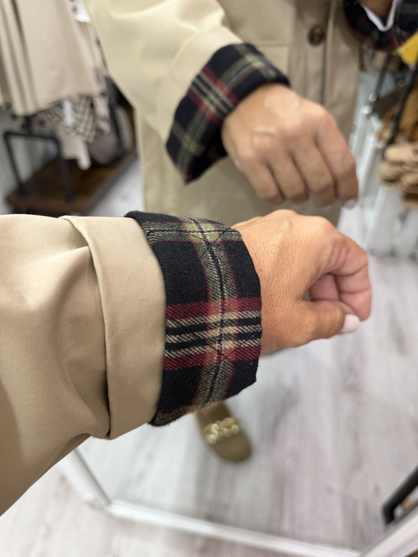 Gabardina British interior acolchado beige