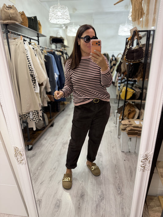 Jersei Biarritz rosa y chocolate