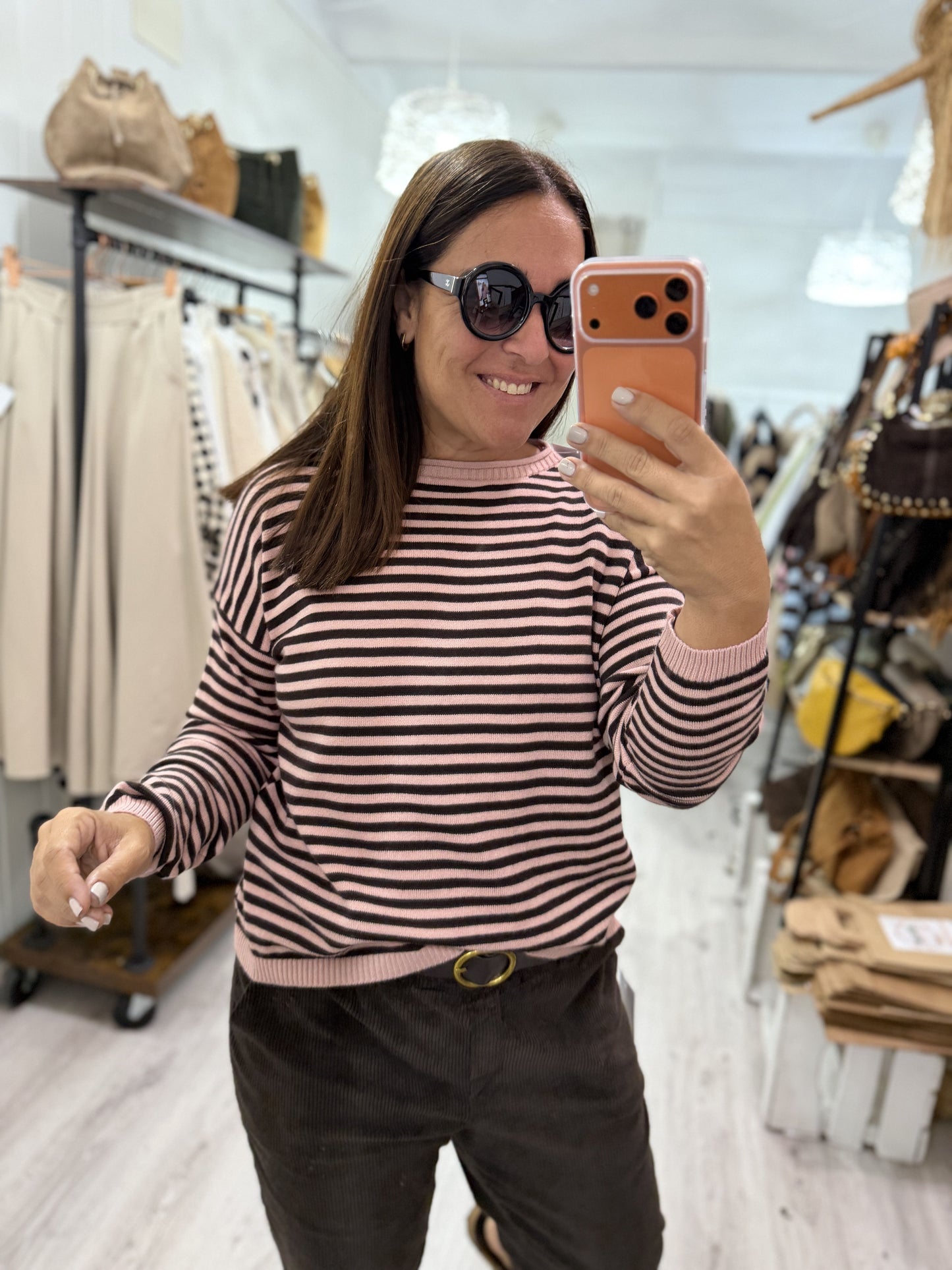 Jersei Biarritz rosa y chocolate