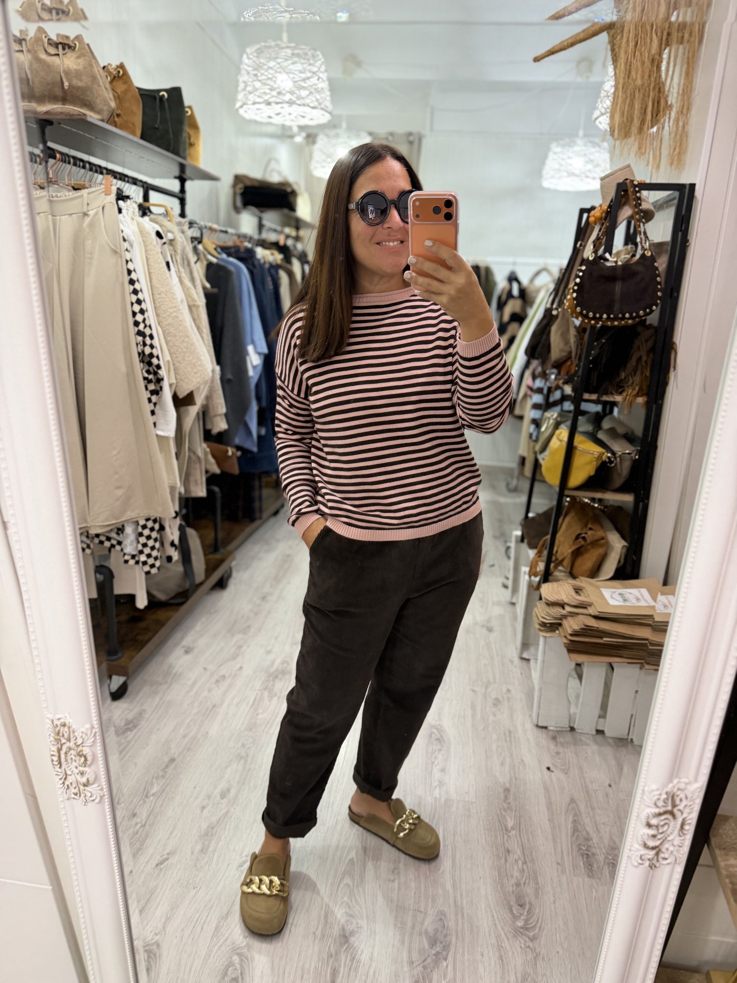 Jersei Biarritz rosa y chocolate