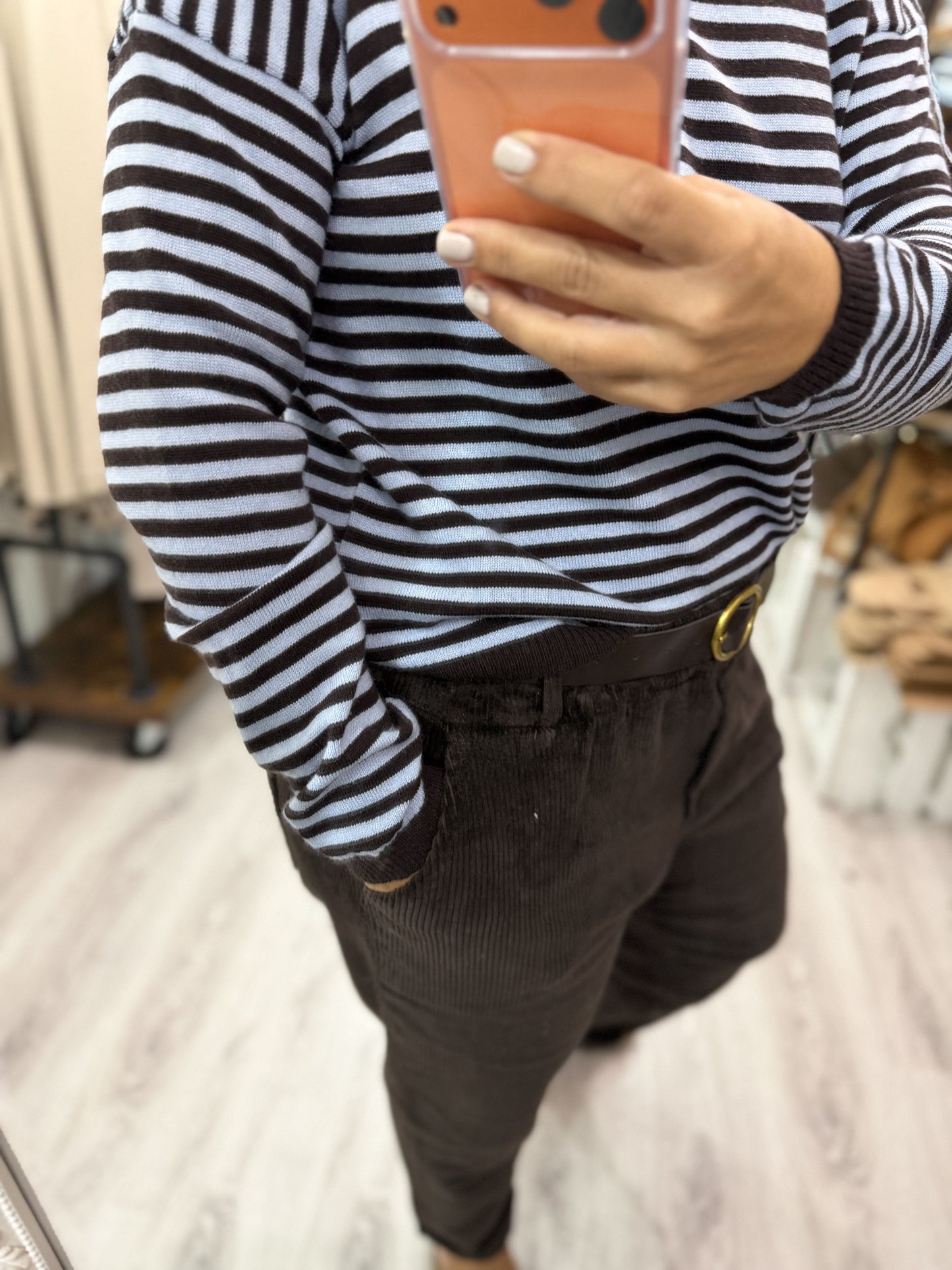 Jersei Biarritz celeste y chocolate