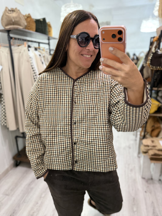 Chaqueta acolchada British negro y chocolate