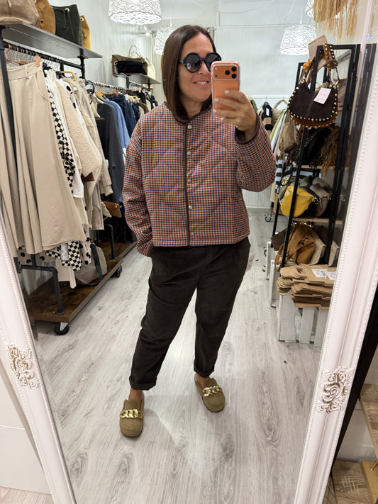 Chaqueta acolchada British azul y burdeos