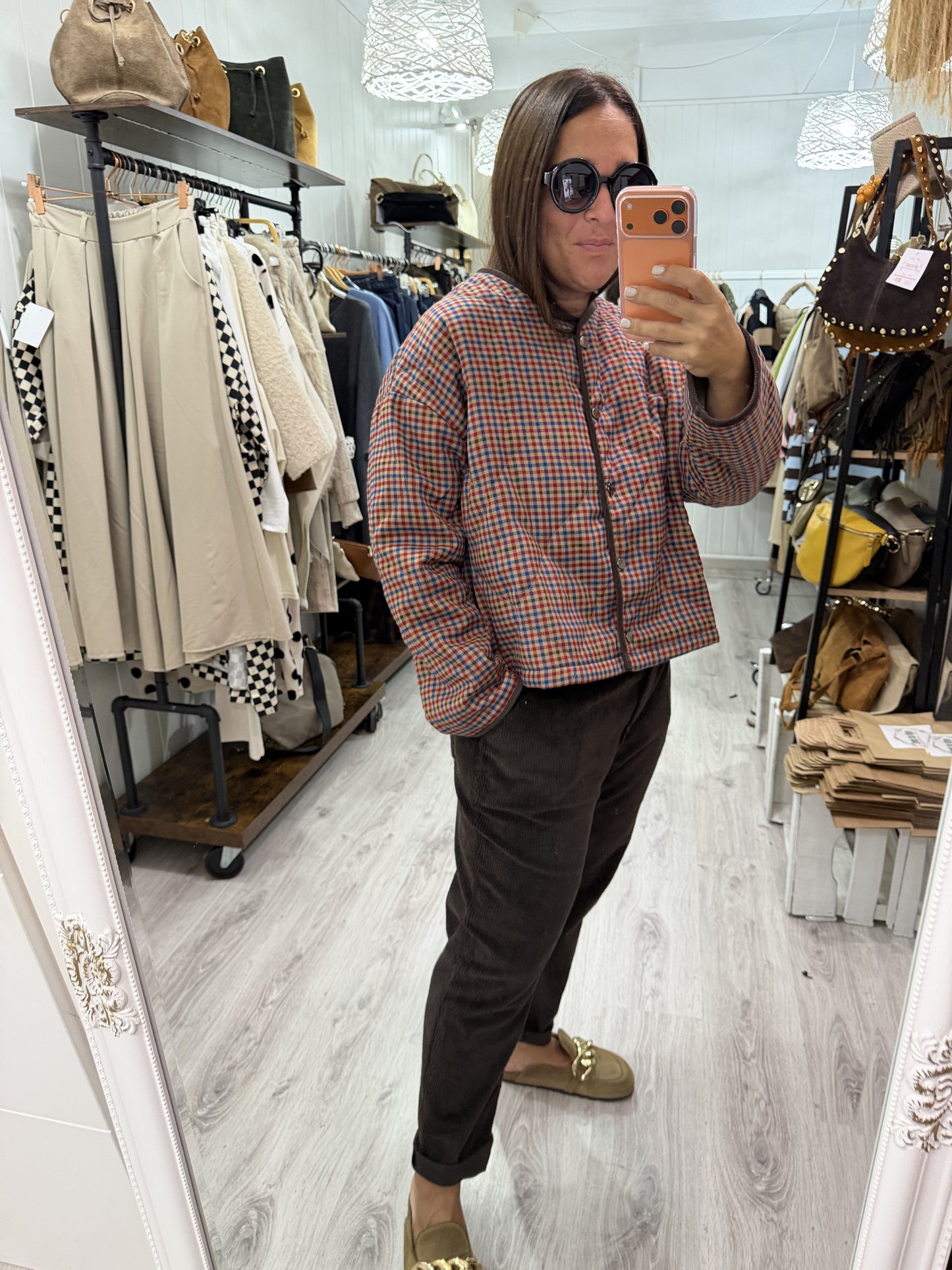 Chaqueta acolchada British azul y burdeos