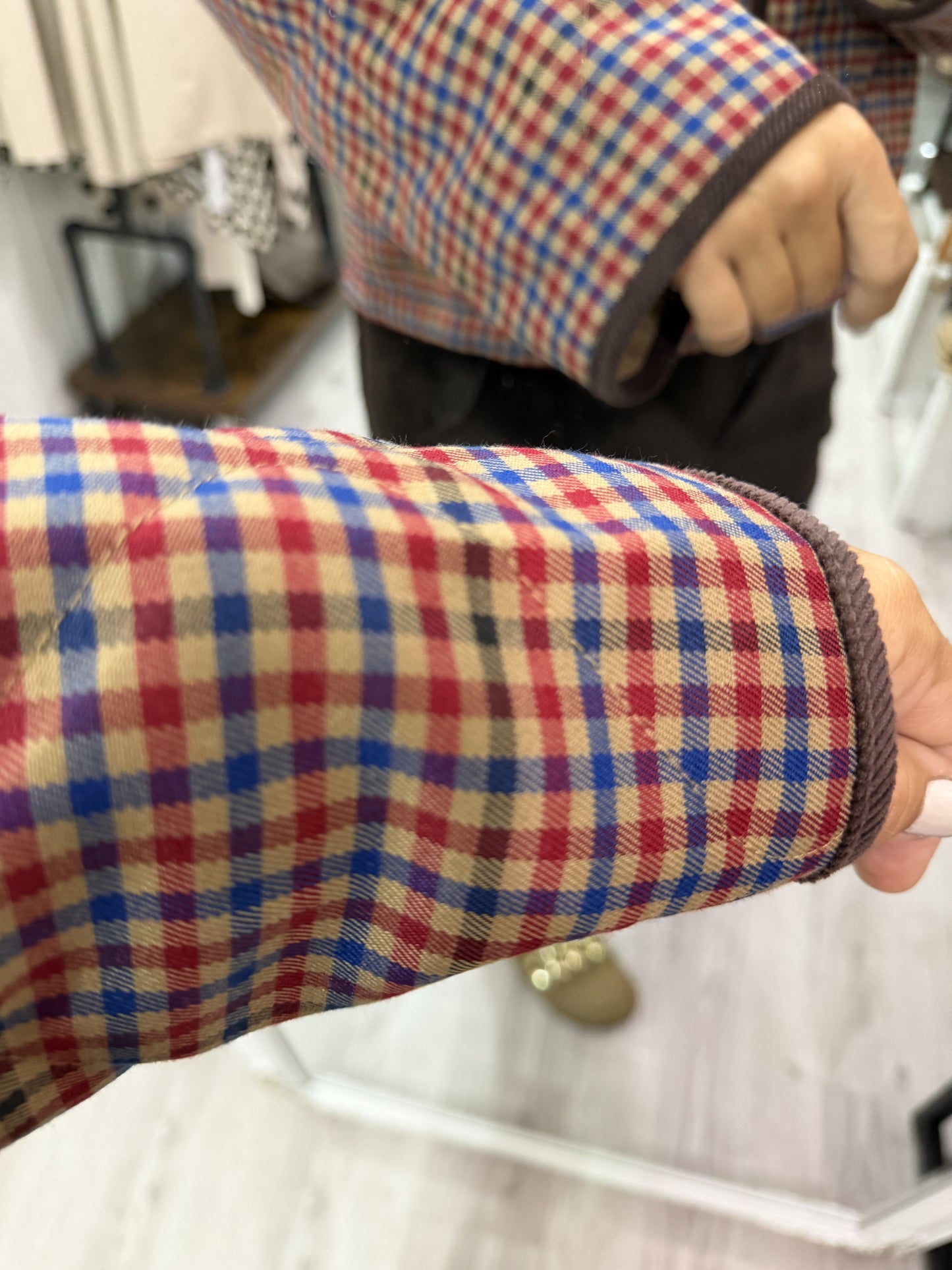 Chaqueta acolchada British azul y burdeos