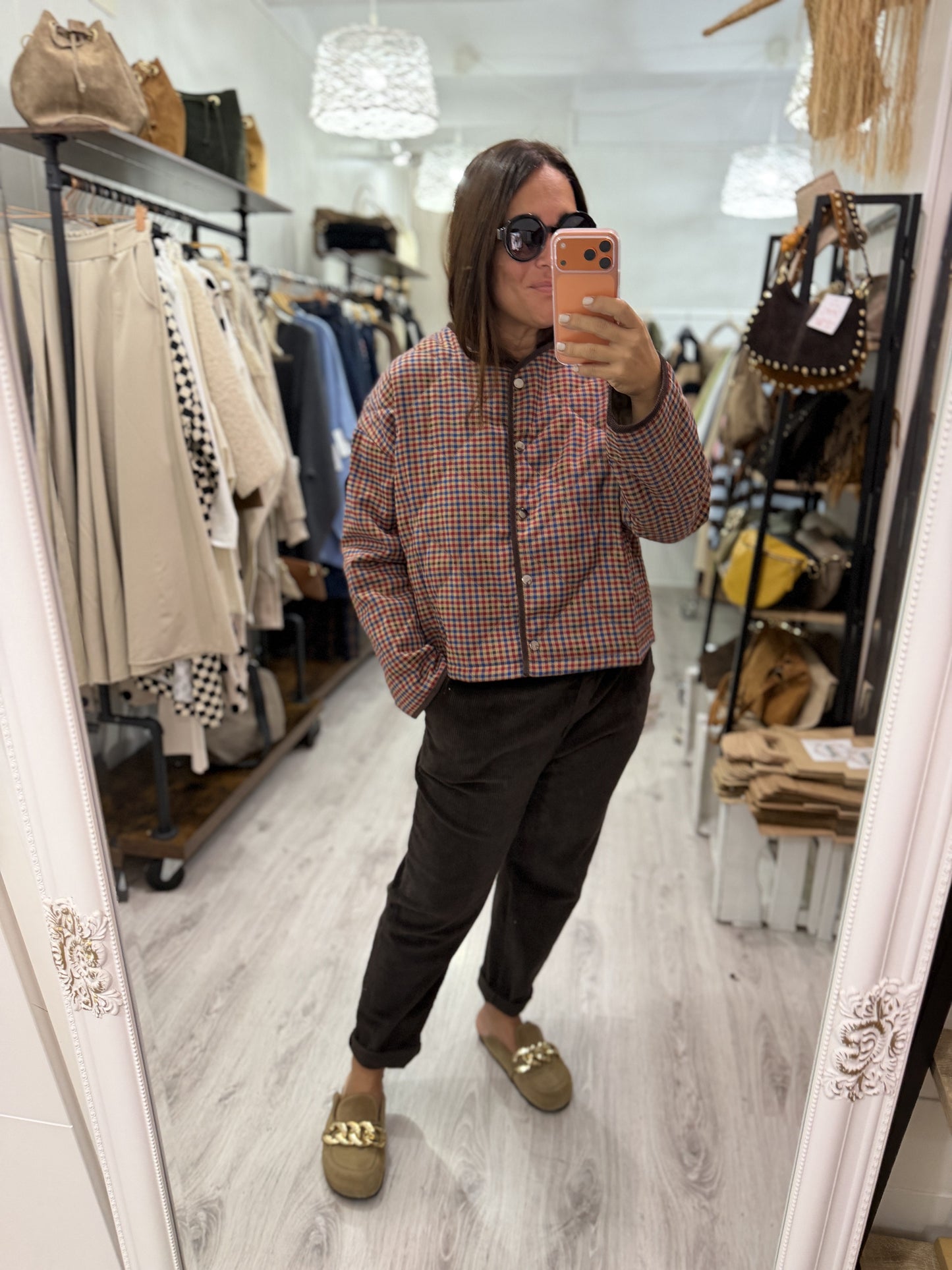 Chaqueta acolchada British azul y burdeos