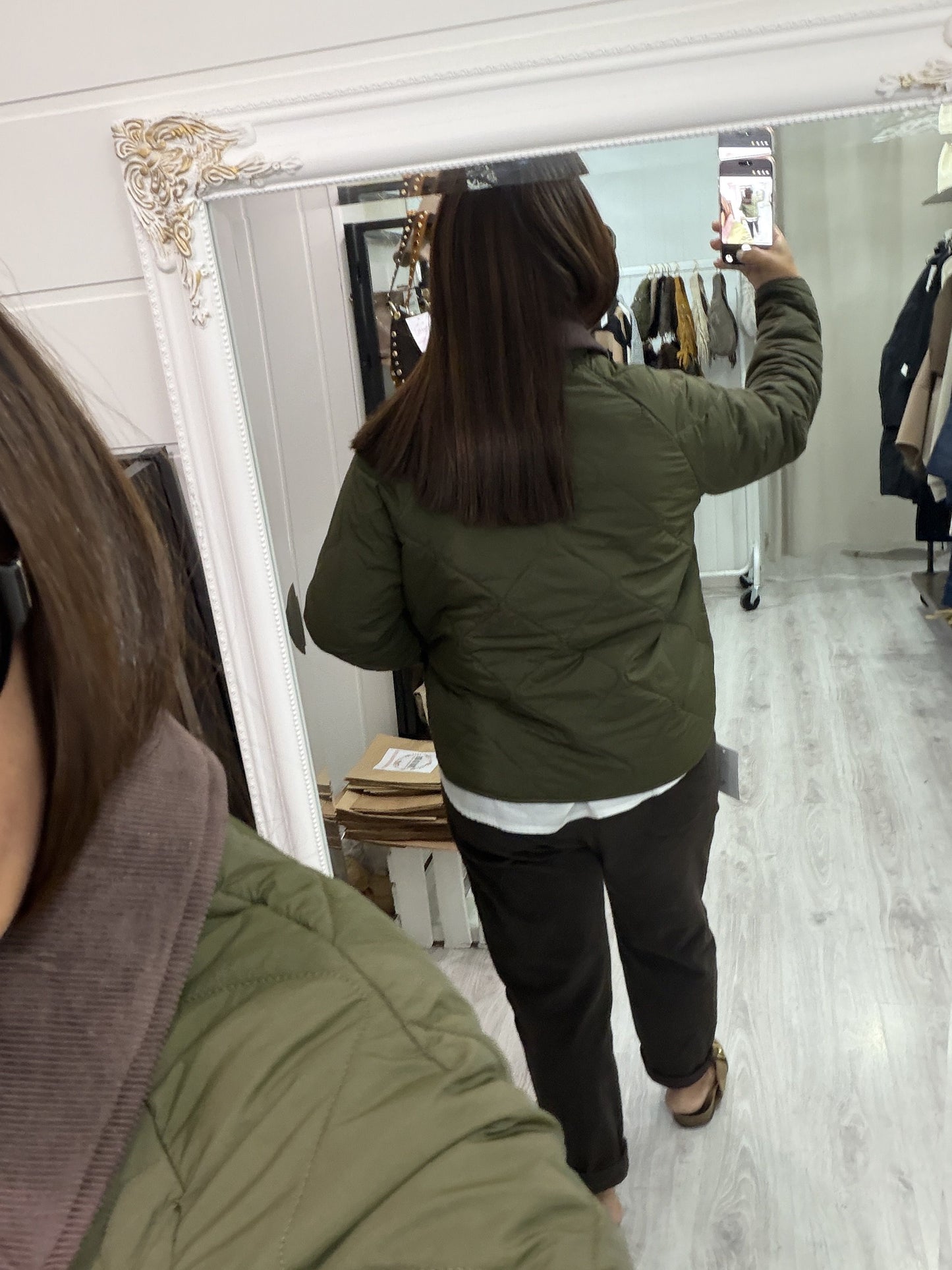 Chaqueta Acolchada cuello pana kaki