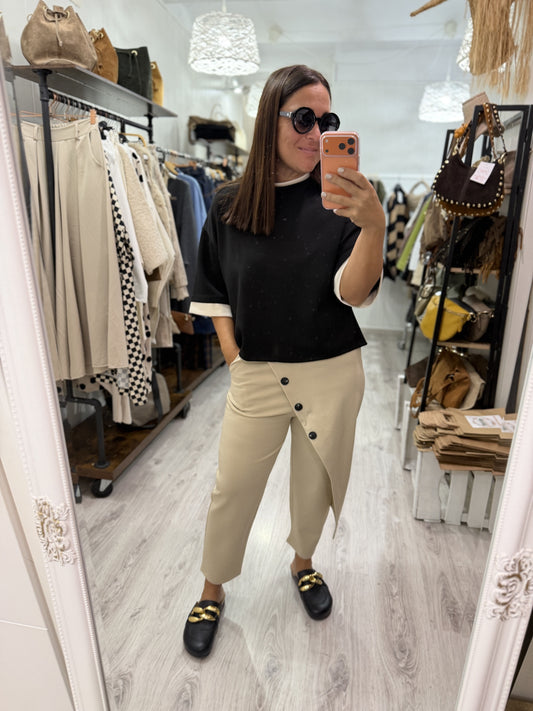 Pantalón Osaka punto roma beige