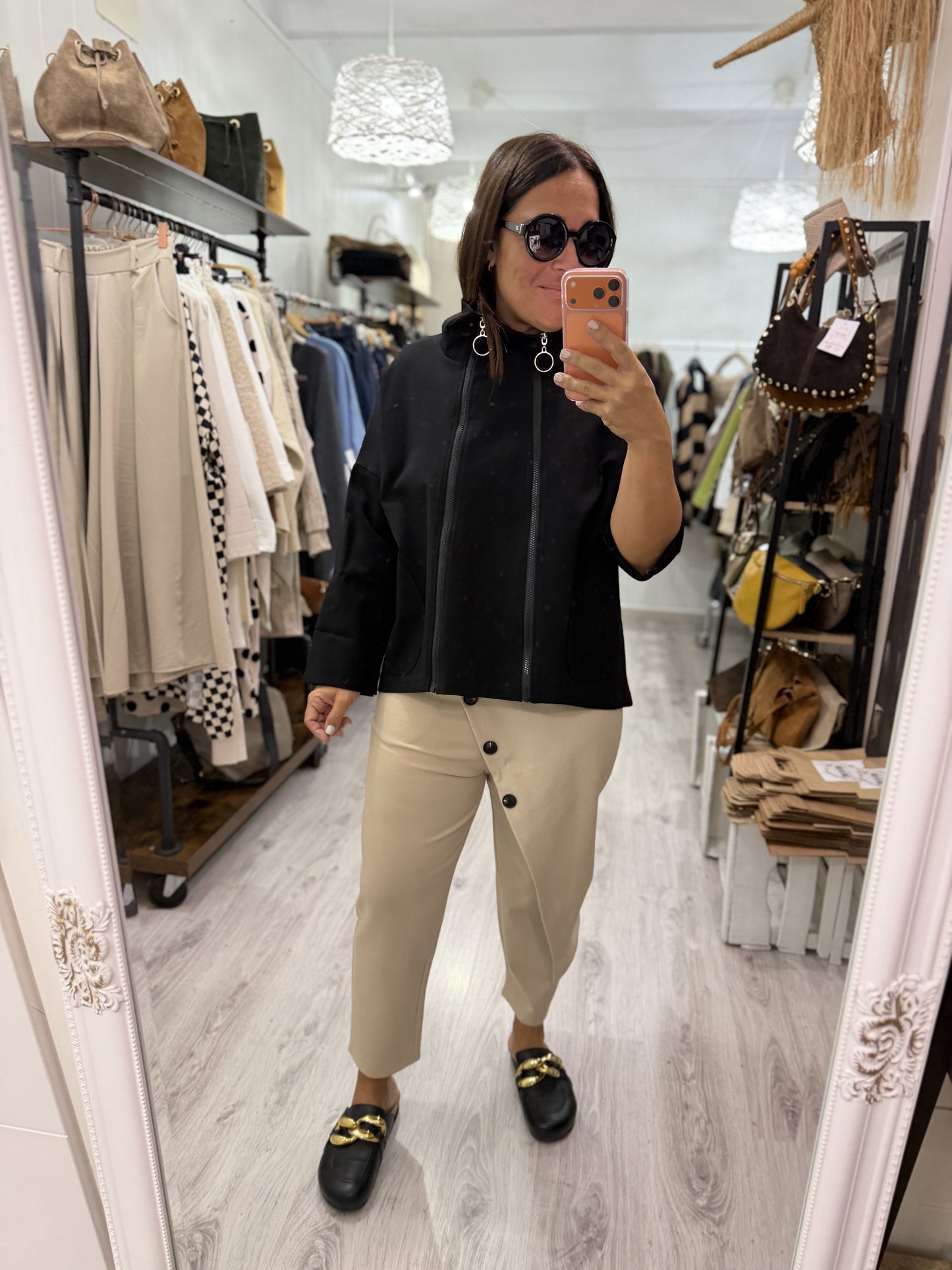 Pantalón Osaka punto roma beige