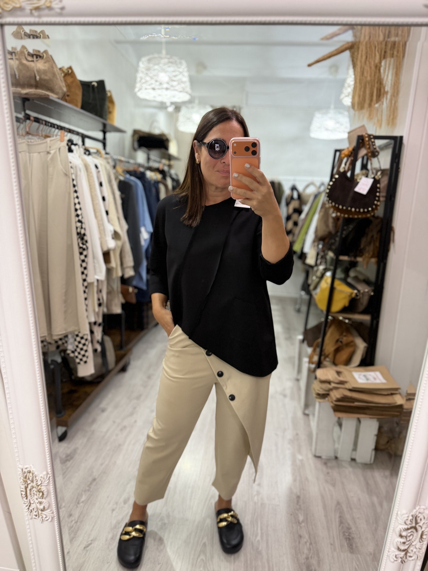 Pantalón Osaka punto roma beige