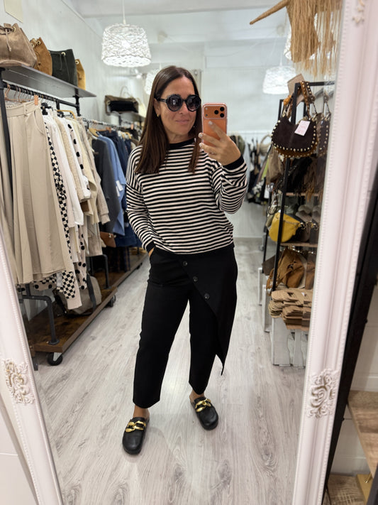 Jersei Biarritz negro y marfil