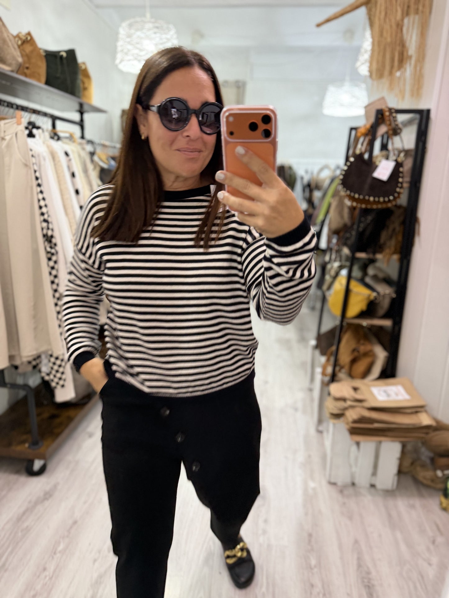 Jersei Biarritz negro y marfil