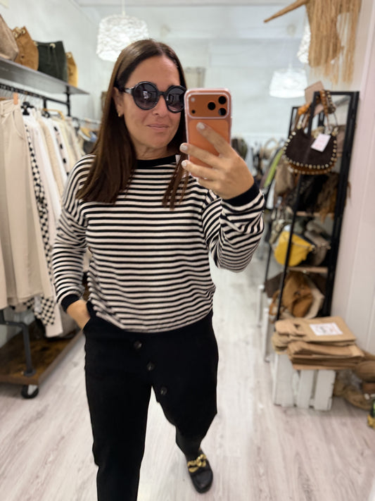 Jersei Biarritz negro y marfil