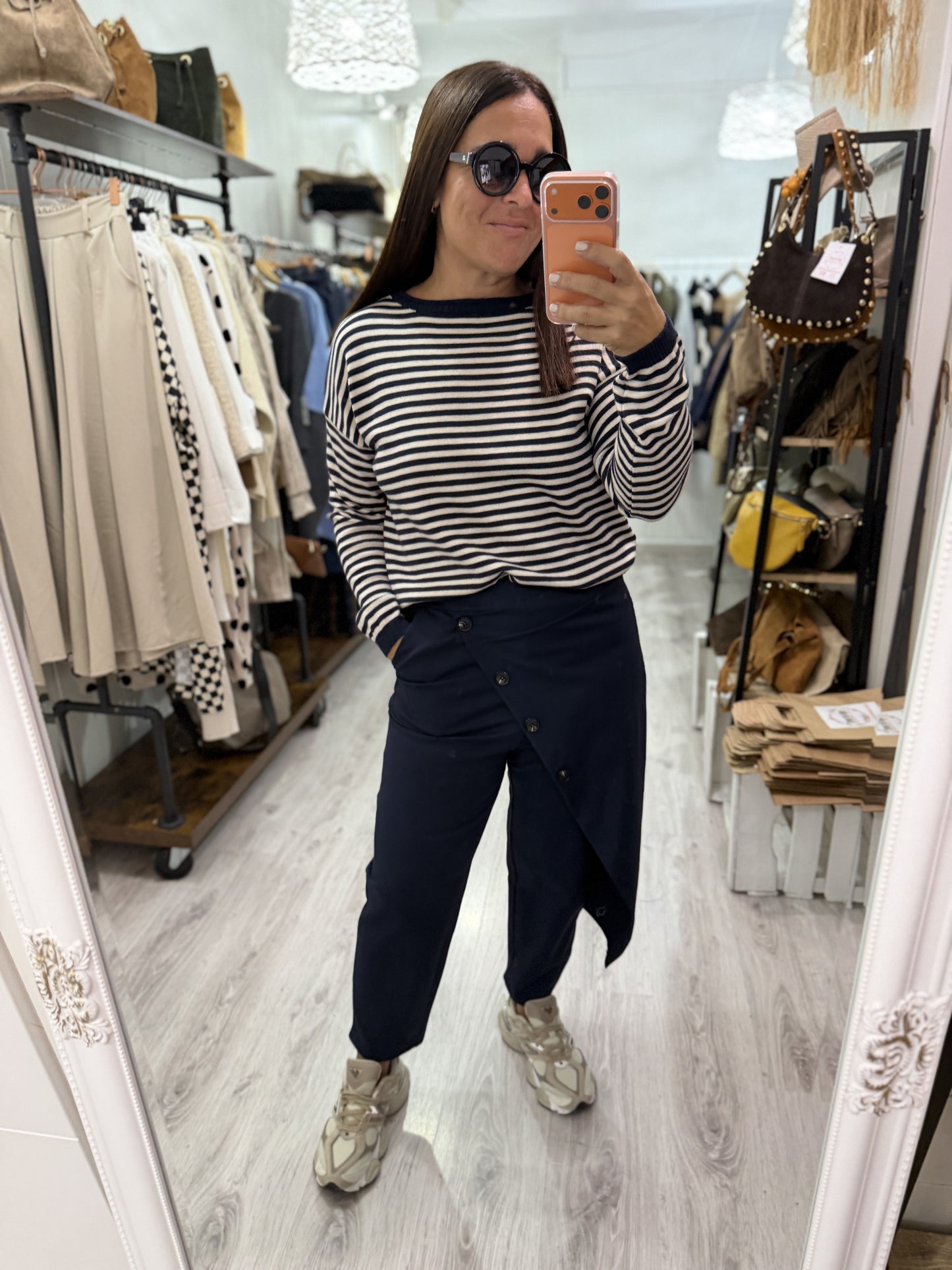 Jersei Biarritz marino y marfil