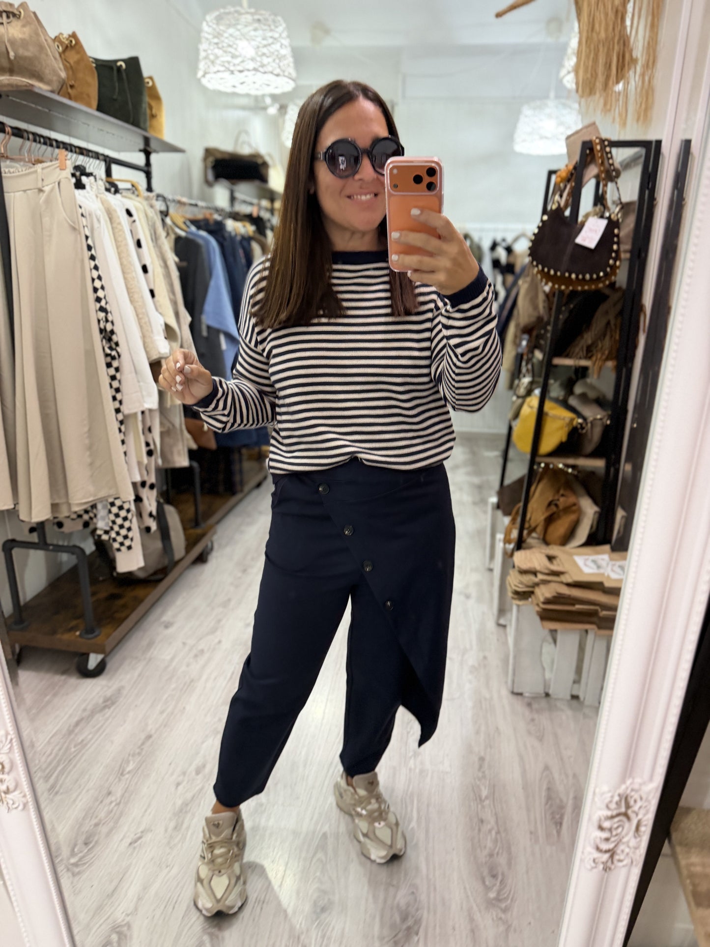 Jersei Biarritz marino y marfil