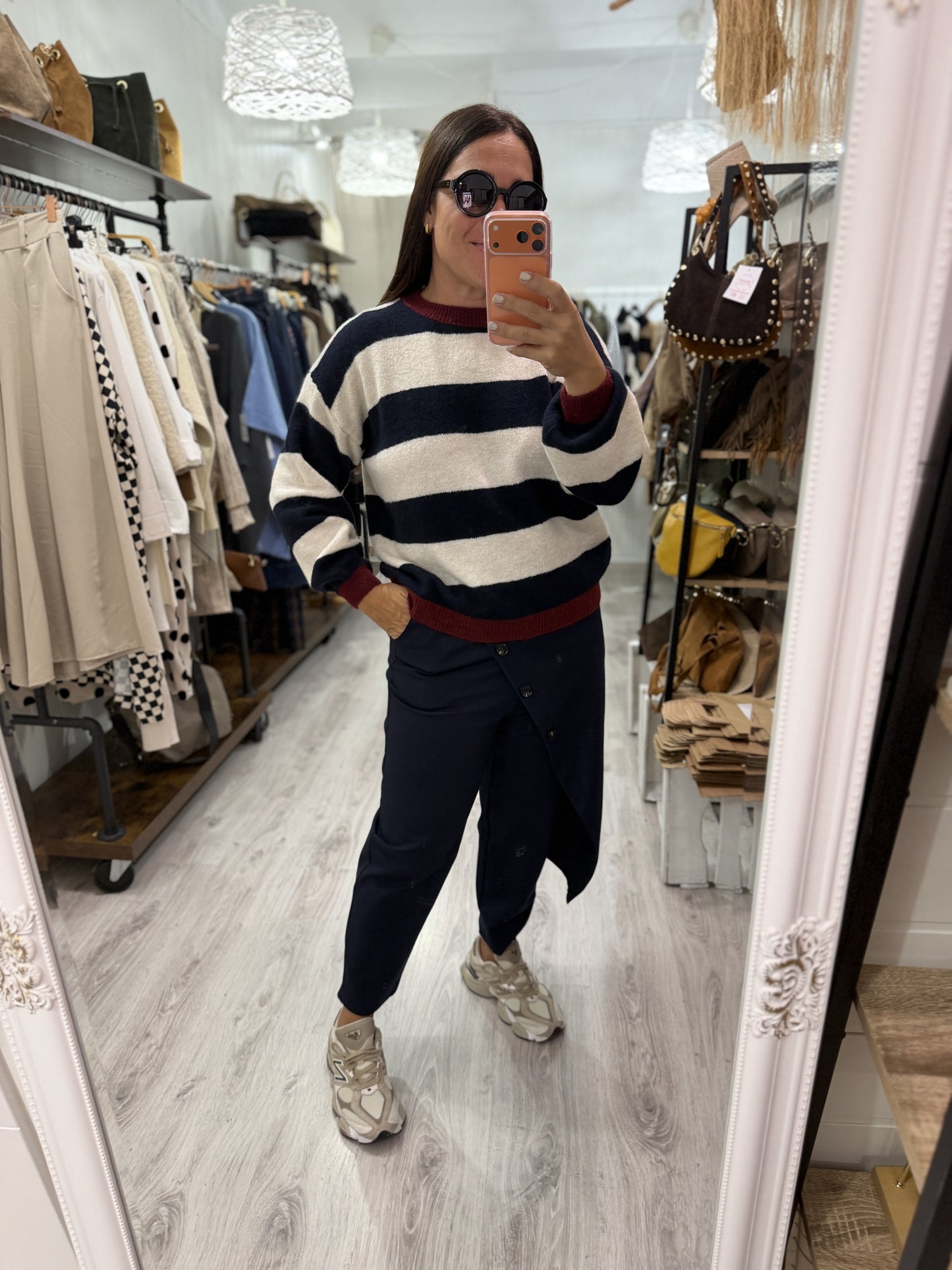 Jersei Anka rayas marino y granate