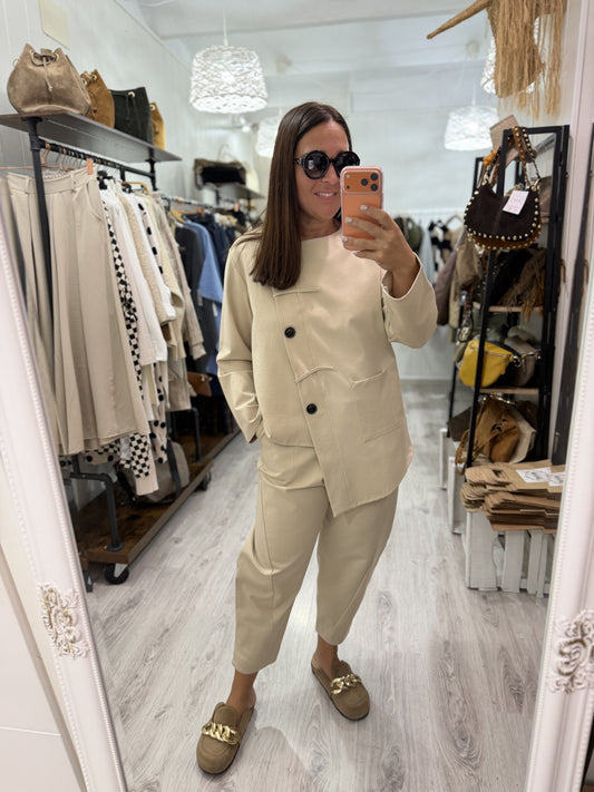 Chaqueta Osaka punto roma beige