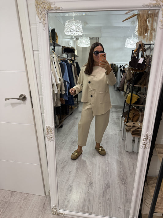 Pantalón Sendai Punto Roma beige