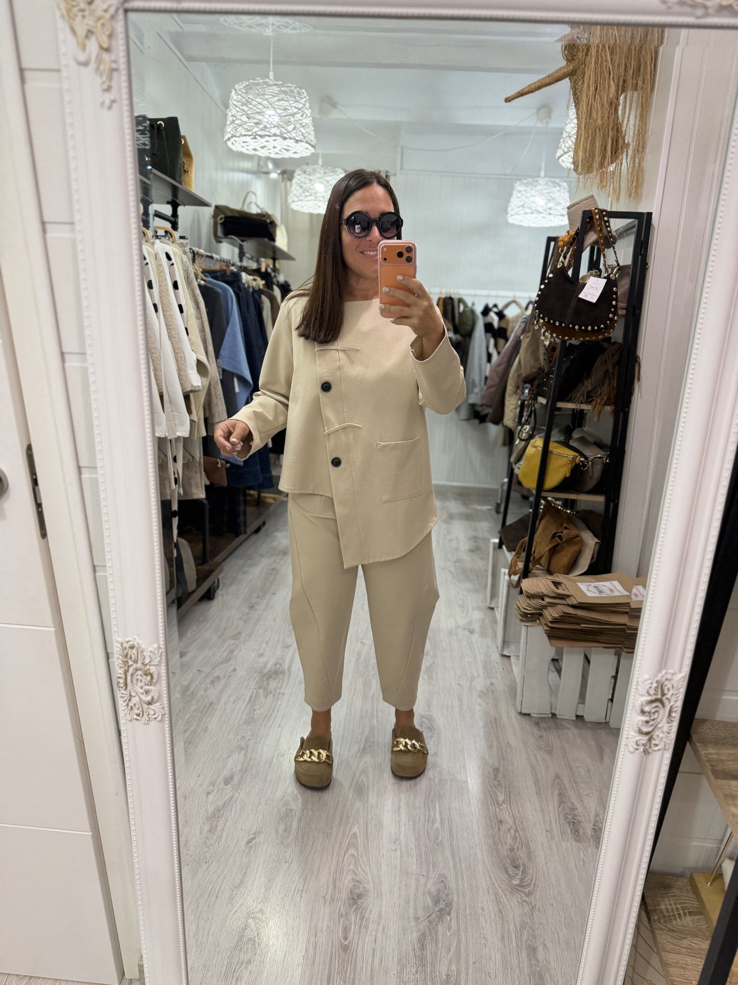 Pantalón Sendai Punto Roma beige