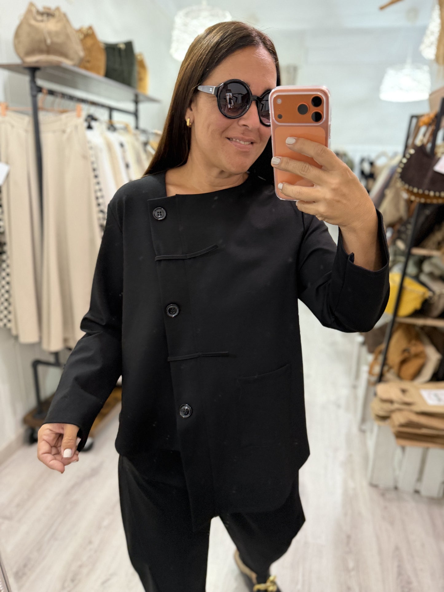 Chaqueta Osaka punto roma negro