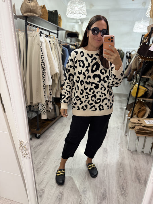 Pantalón Sakura punto roma negro