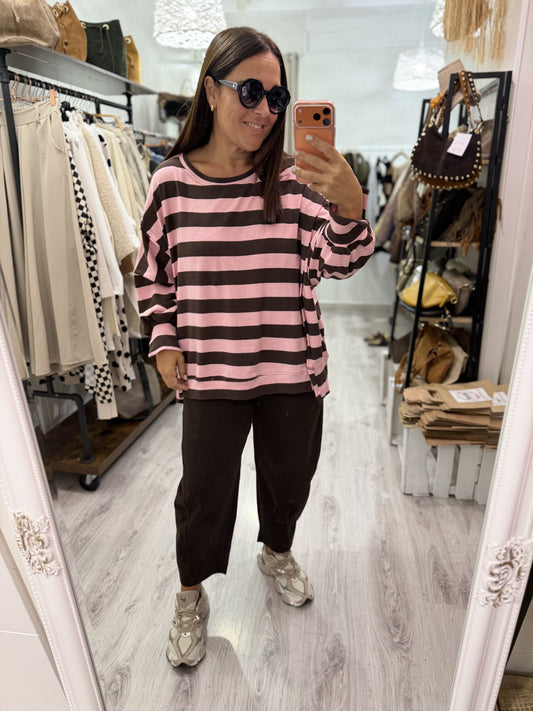 Pantalón Sakura punto roma chocolate