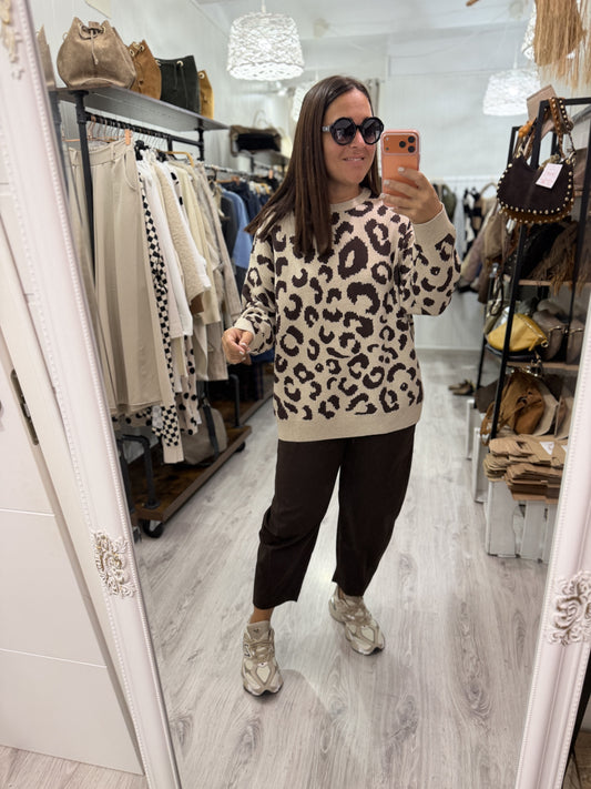 Jersei Animal Print taupe  y chocolate