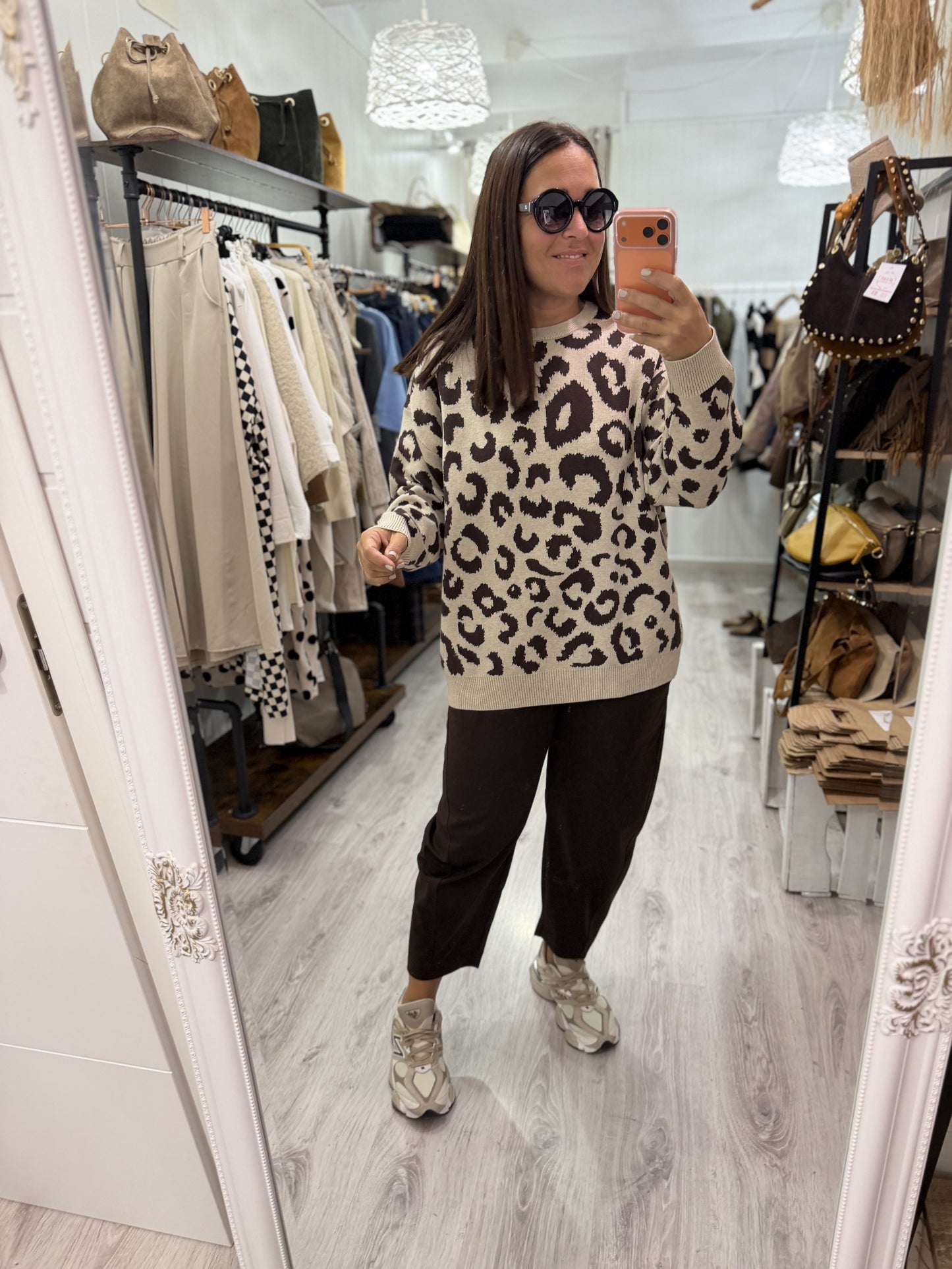 Pantalón Sakura punto roma chocolate