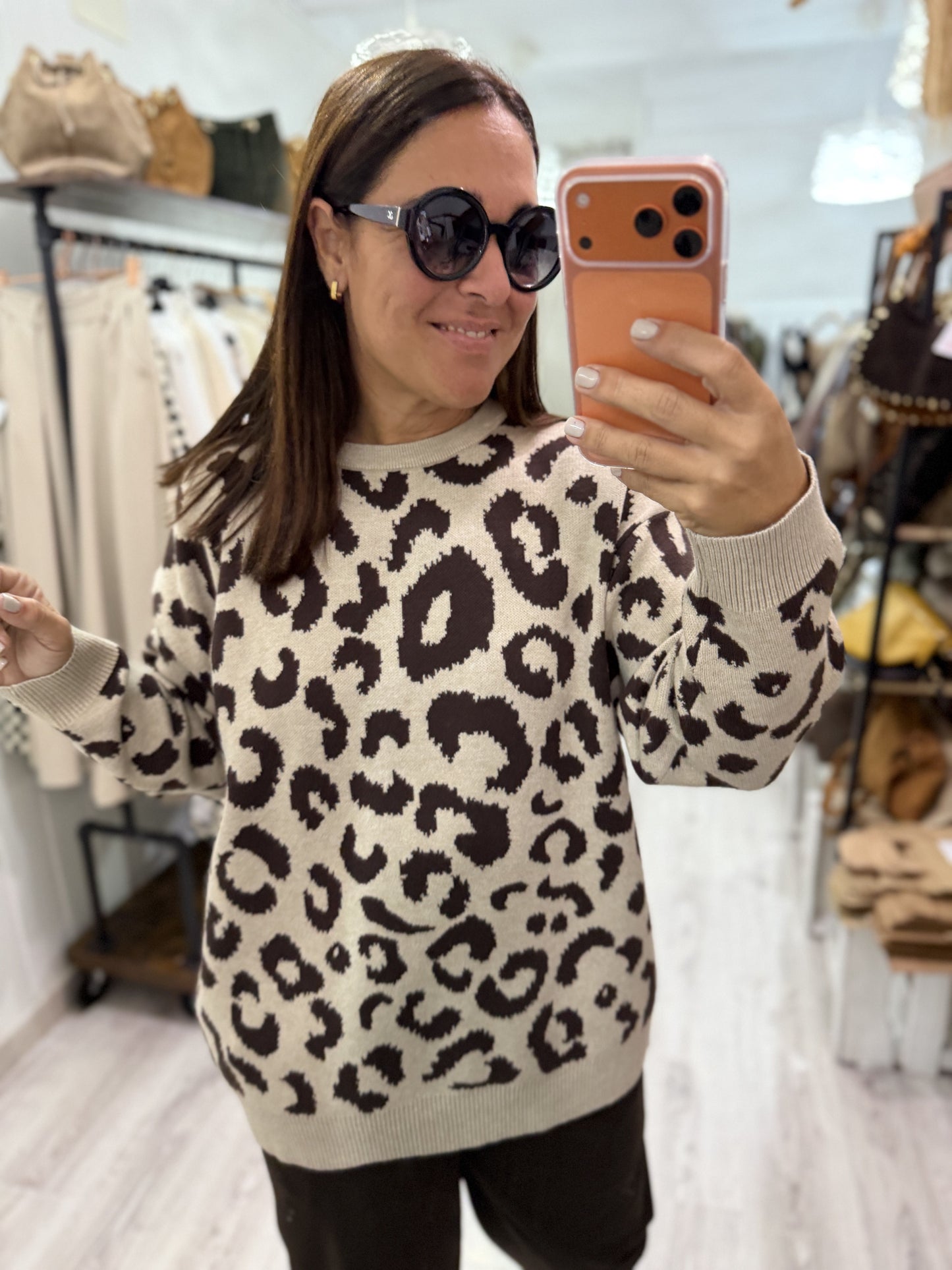 Jersei Animal Print taupe  y chocolate