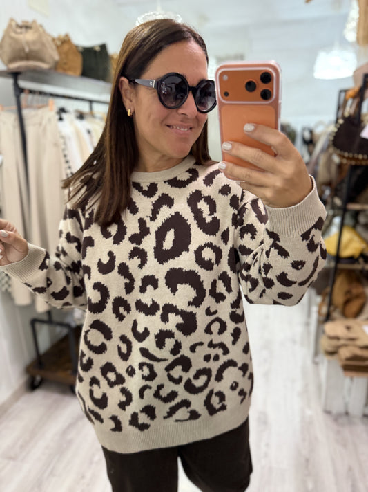 Jersei Animal Print taupe  y chocolate