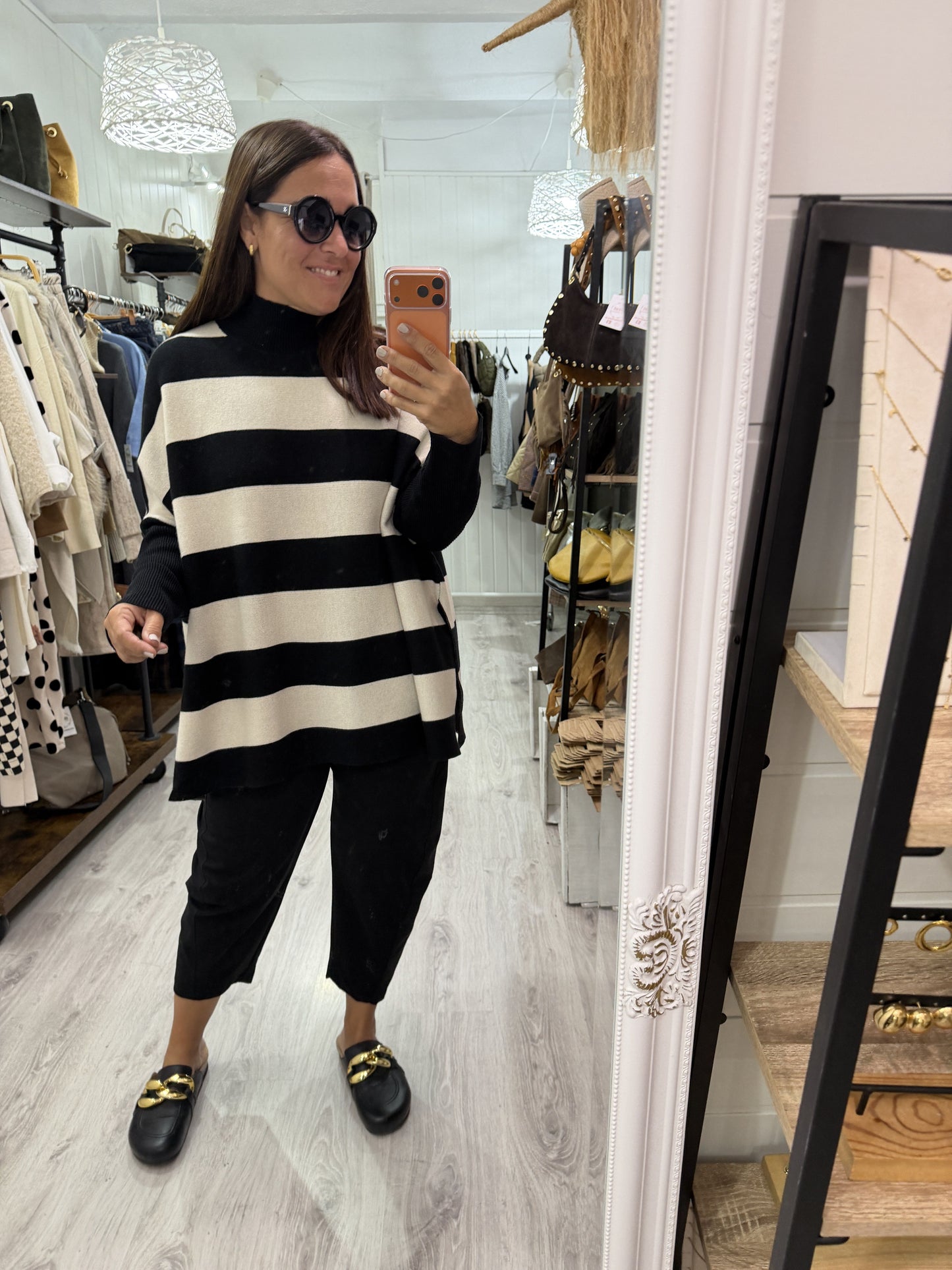 Jersei Rayas oversize beige