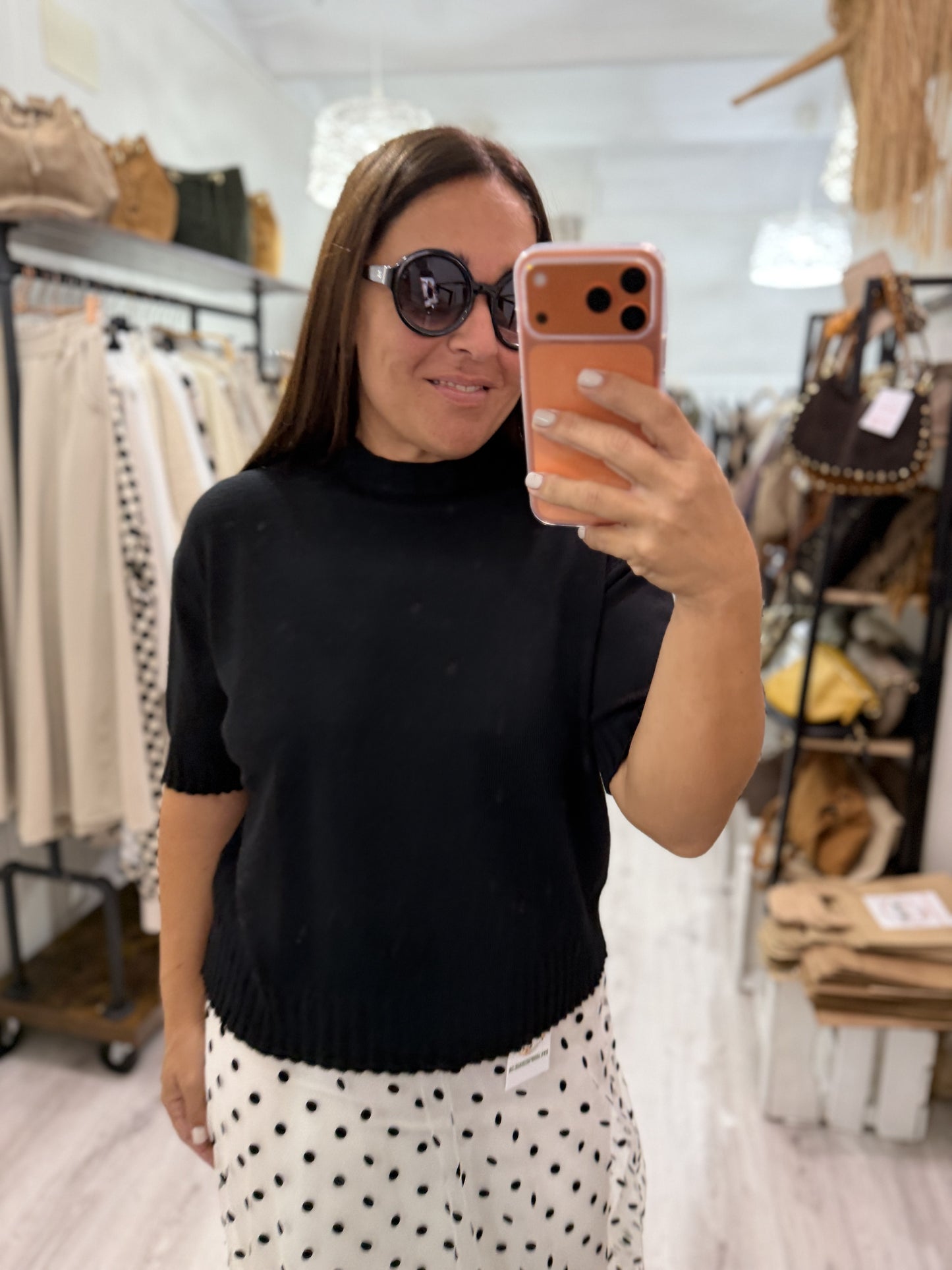 Falda Topos punto y tul beige