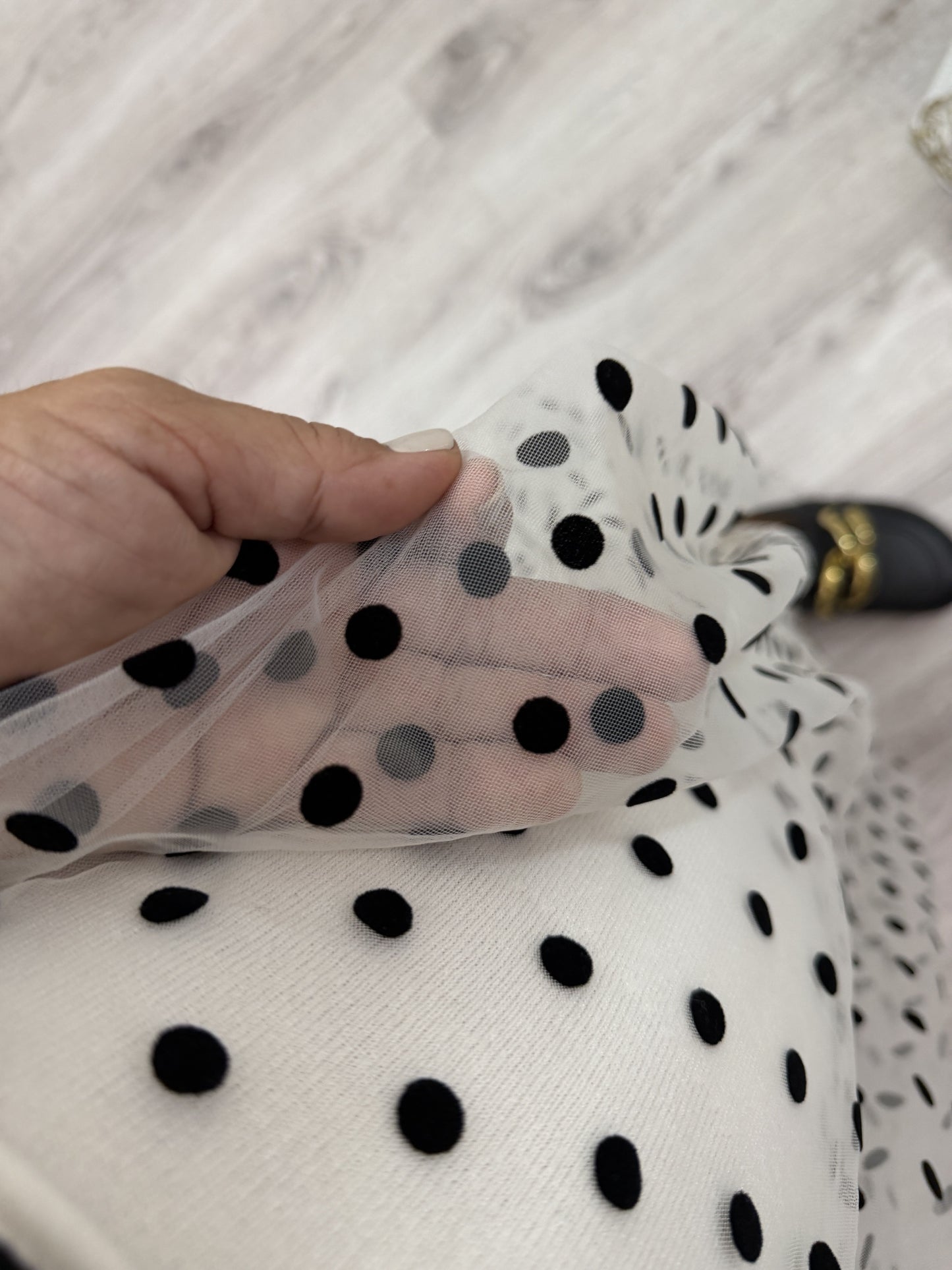 Falda Topos punto y tul beige