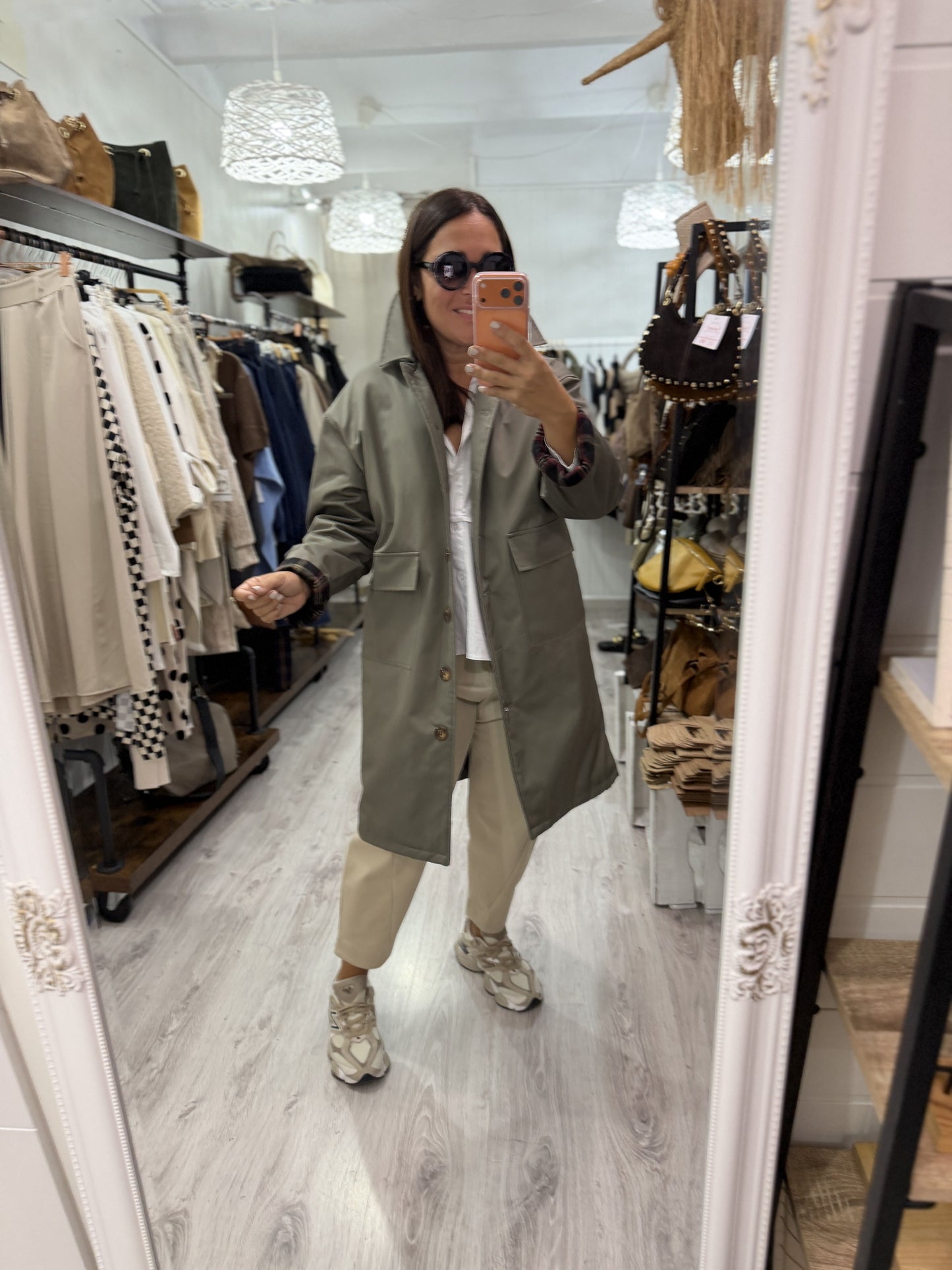 Gabardina British interior acolchado kaki