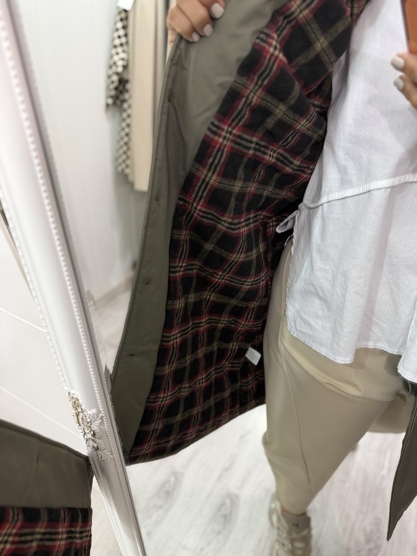 Gabardina British interior acolchado kaki