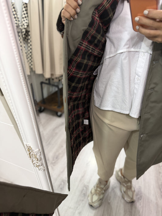 Gabardina British interior acolchado kaki