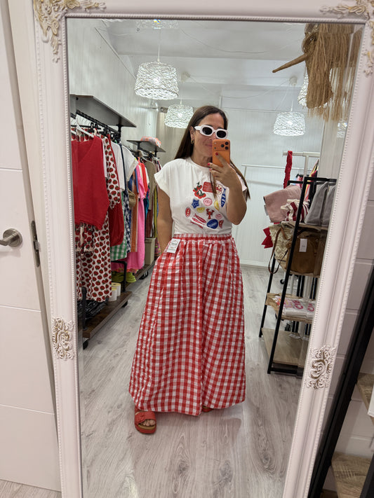 Falda Grand Vichy rojo