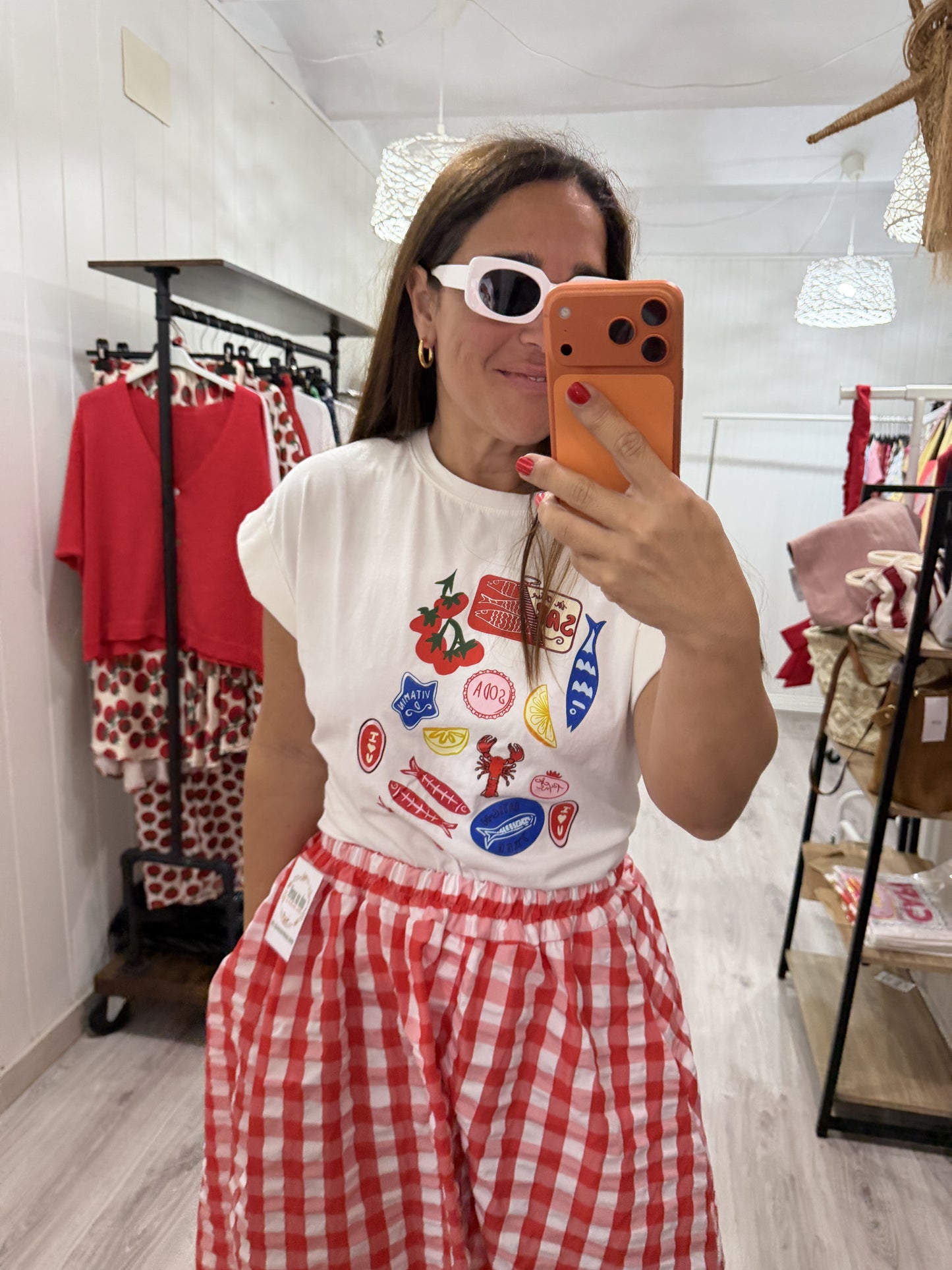 Falda Grand Vichy rojo