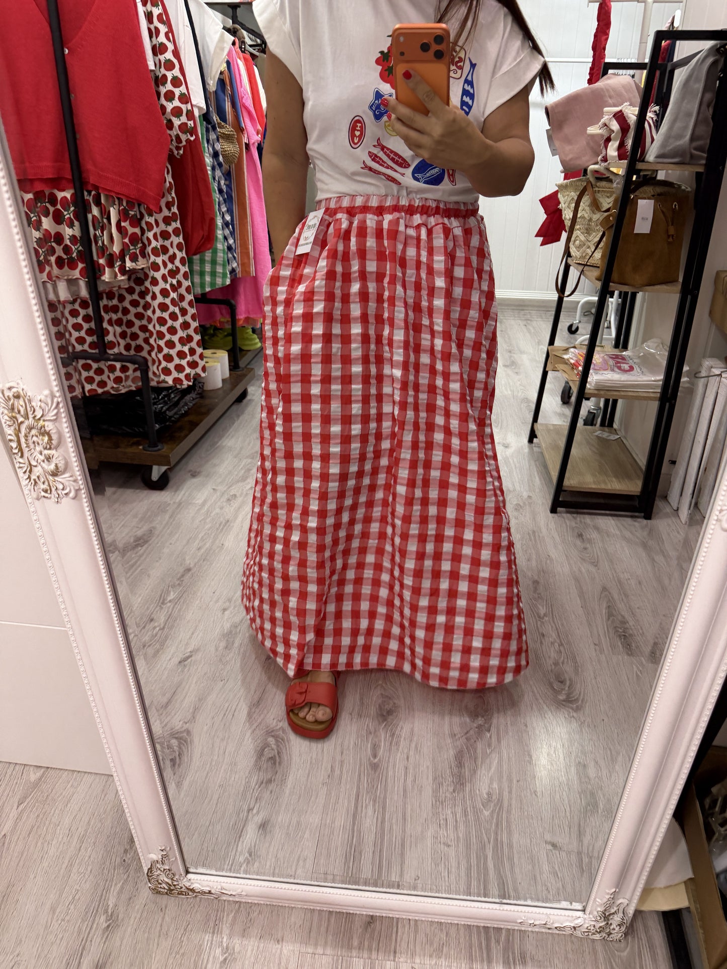 Falda Grand Vichy rojo