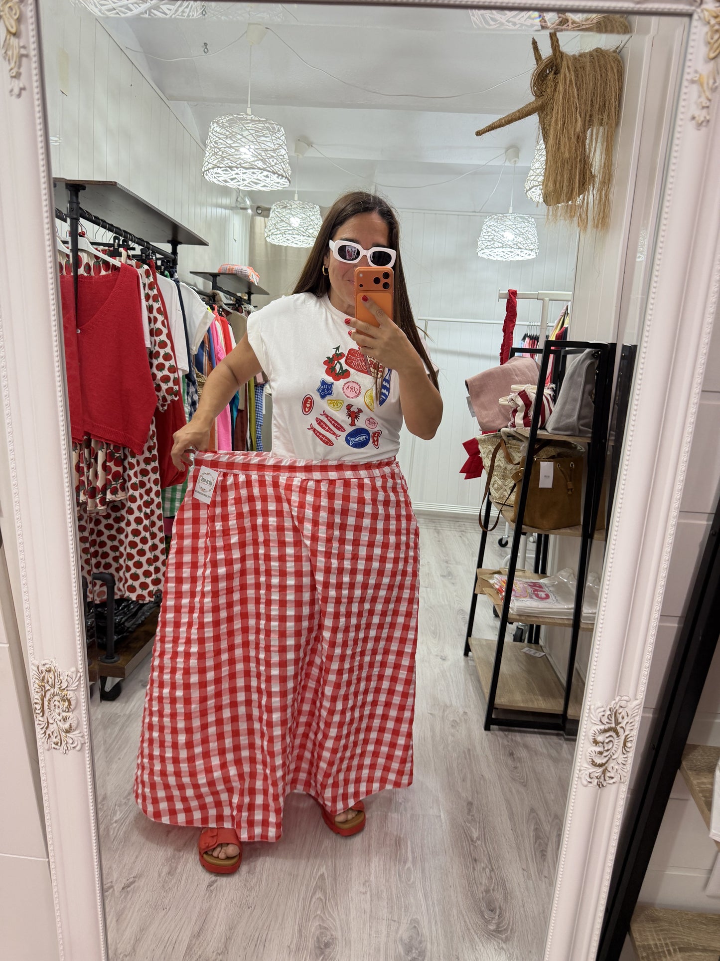 Falda Grand Vichy rojo