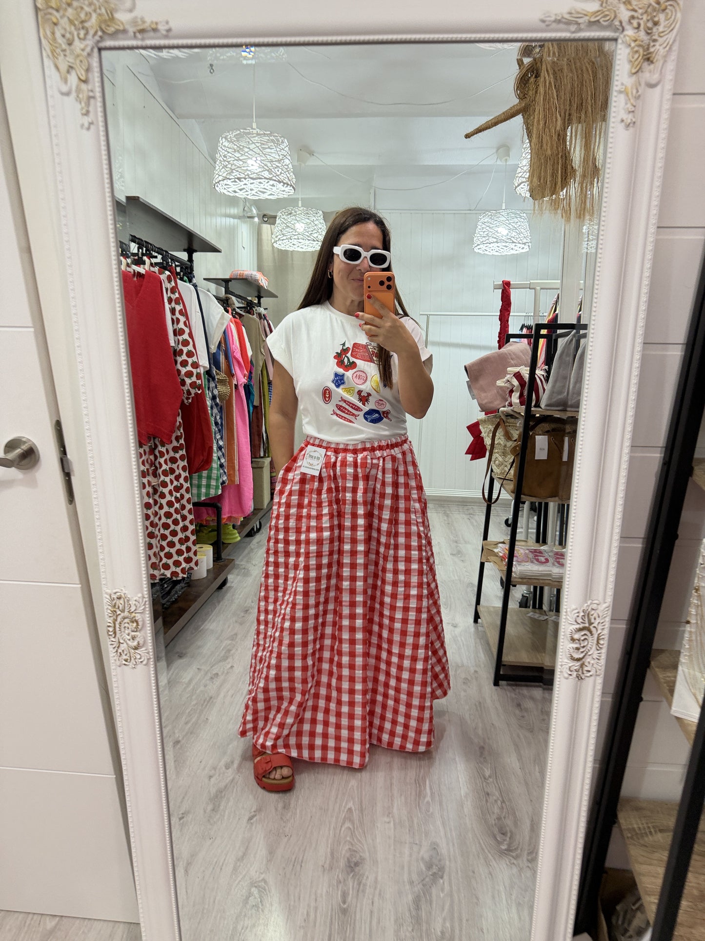 Falda Grand Vichy rojo