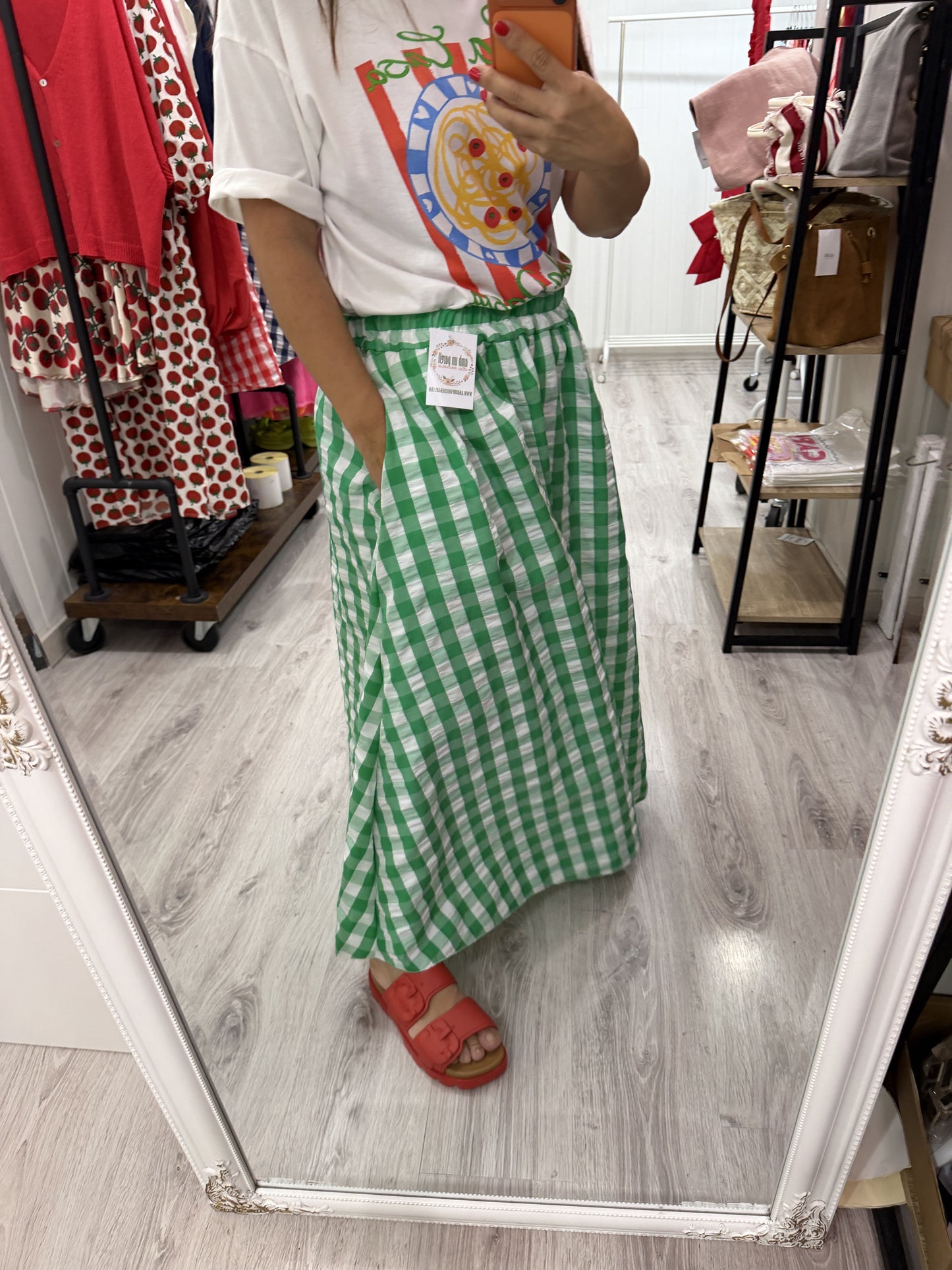 Falda Grand Vichy verde