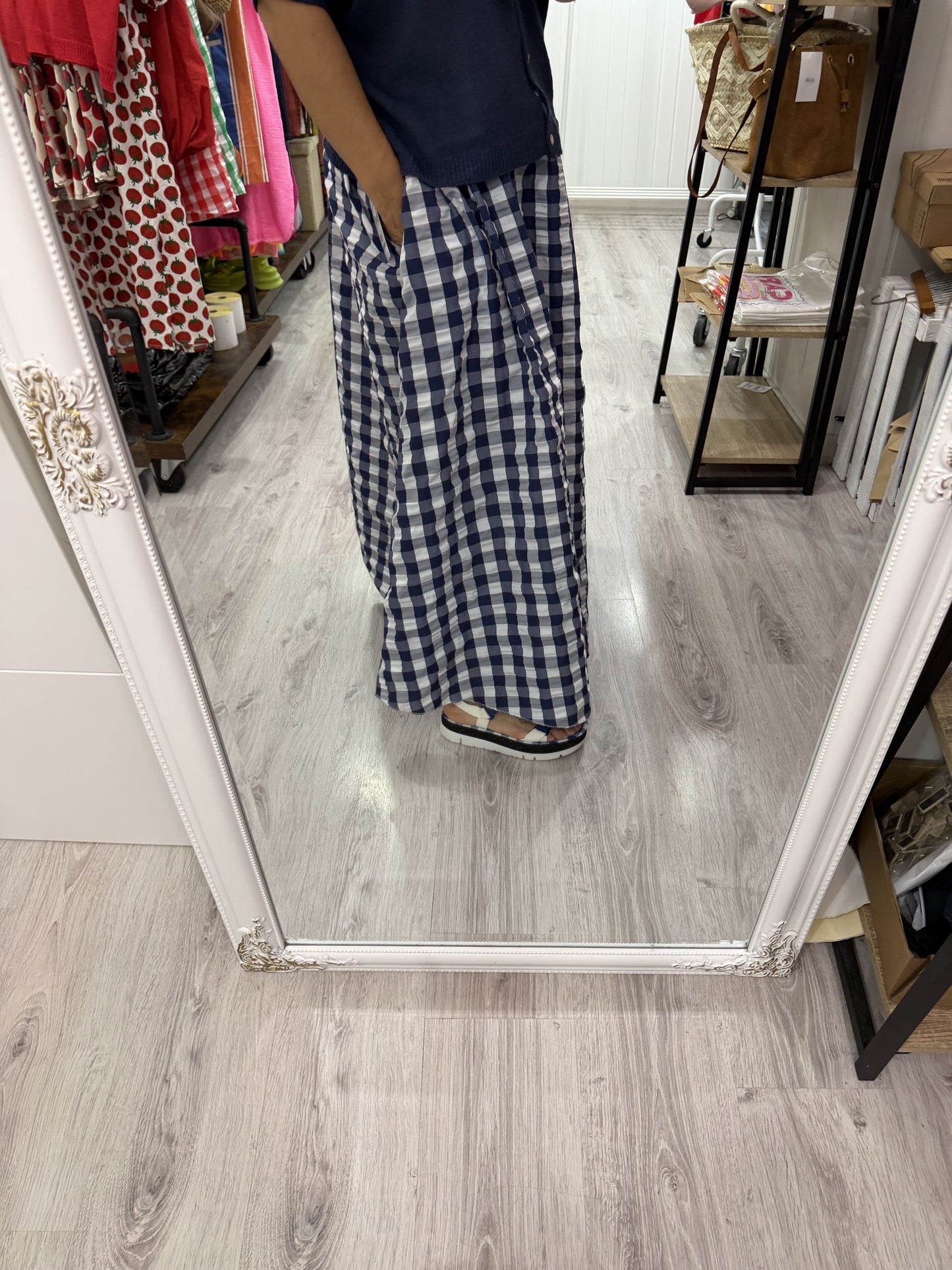 Falda Grand Vichy marino