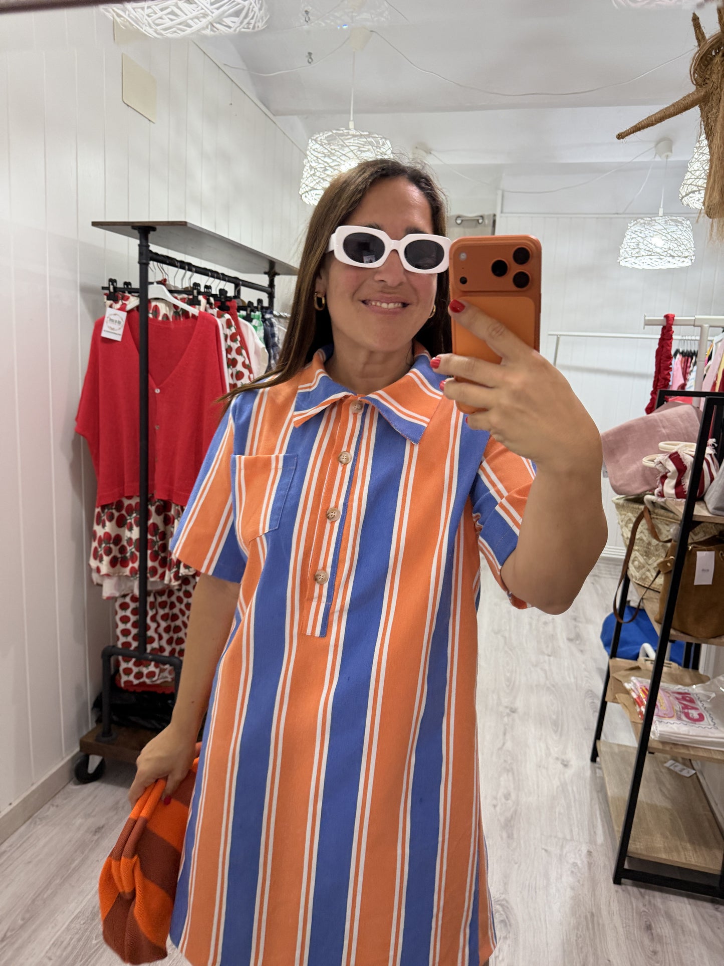Vestido Lisboa naranja y azul